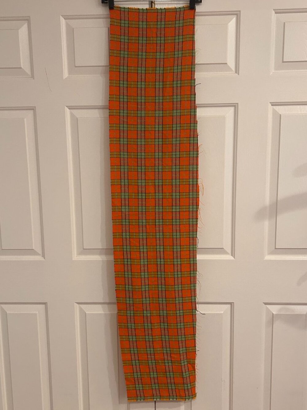 Vintage Orange and Green Plaid Fabric 11 x 59 inches